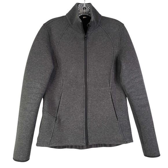 Lululemon Insculpt Zip Jacket Mock Neck Size 6 Heathered Black Gray Ponte Knit - Picture 2 of 11